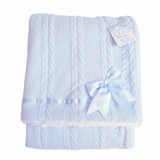 Blue Fleece Lined Bow Blanket