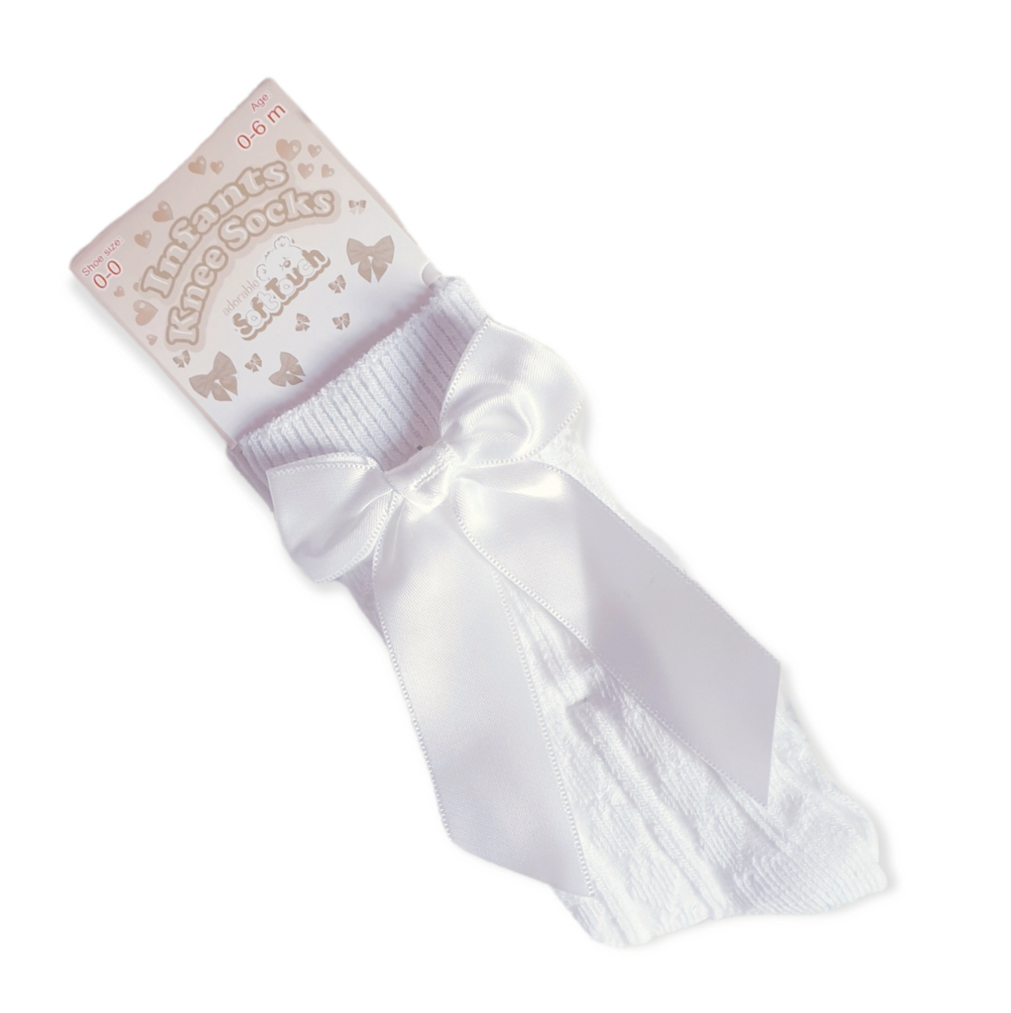 Cream Knee High Bow Socks