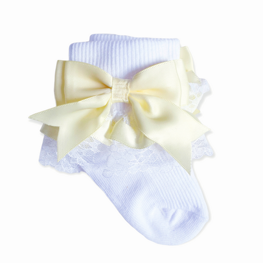 Frilly Ankle Socks Lemon Bow