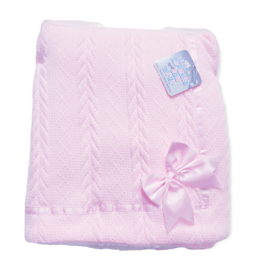 Pink Fleece Lined Bow Blanket