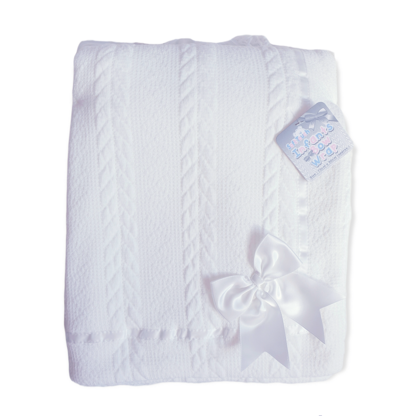 White Fleece Lined Bow Blanket