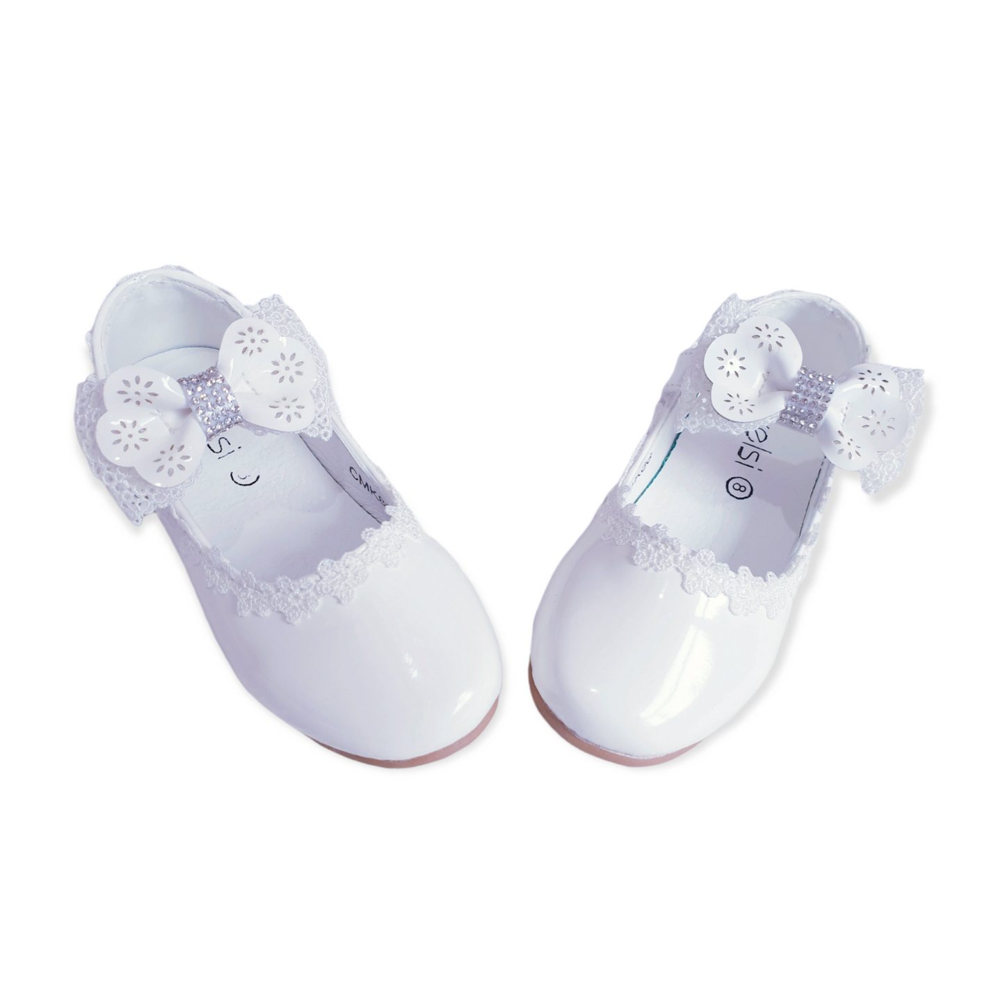 White Flower's & Bow Shoes (older girls sizes 8 - 2)