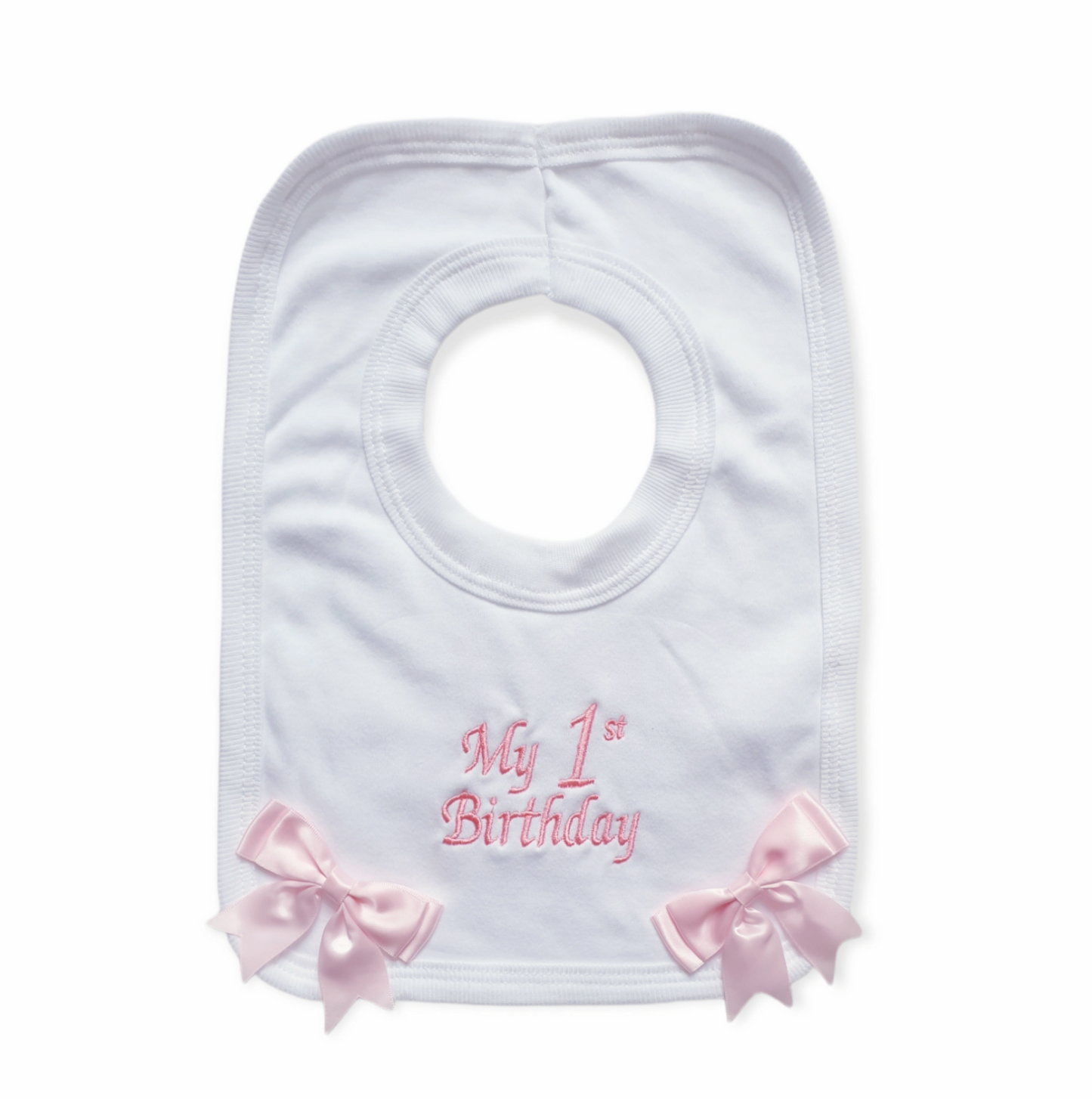 Pink Bow My 1st Birthday Bib