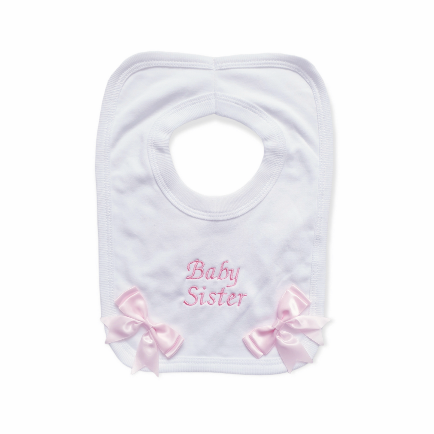 Pink Bow Baby Sister Bib