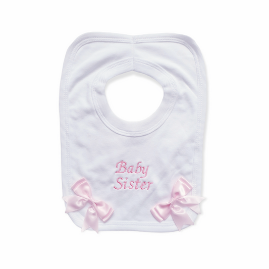 Pink Bow Baby Sister Bib