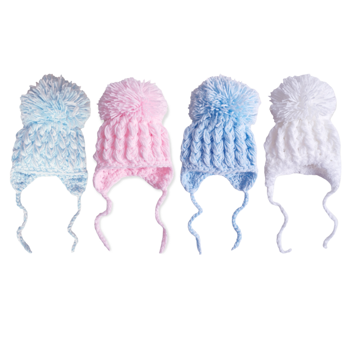 Hand Knitted Pom Pom Hat 0-6M