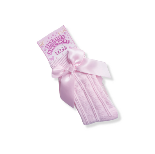 Pink Knee High Bow Socks