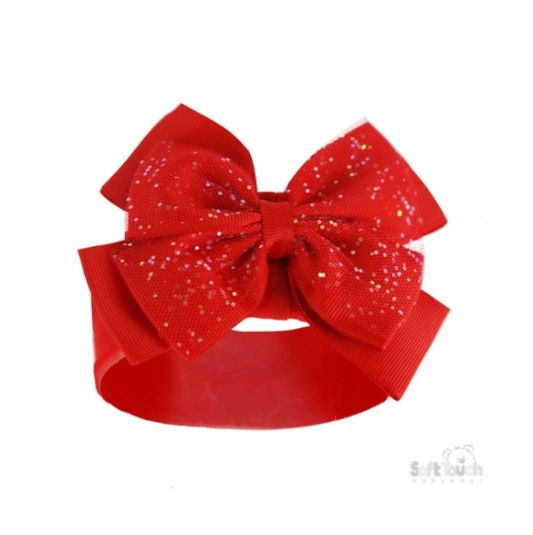 Red Glitter Bow Baby Headband