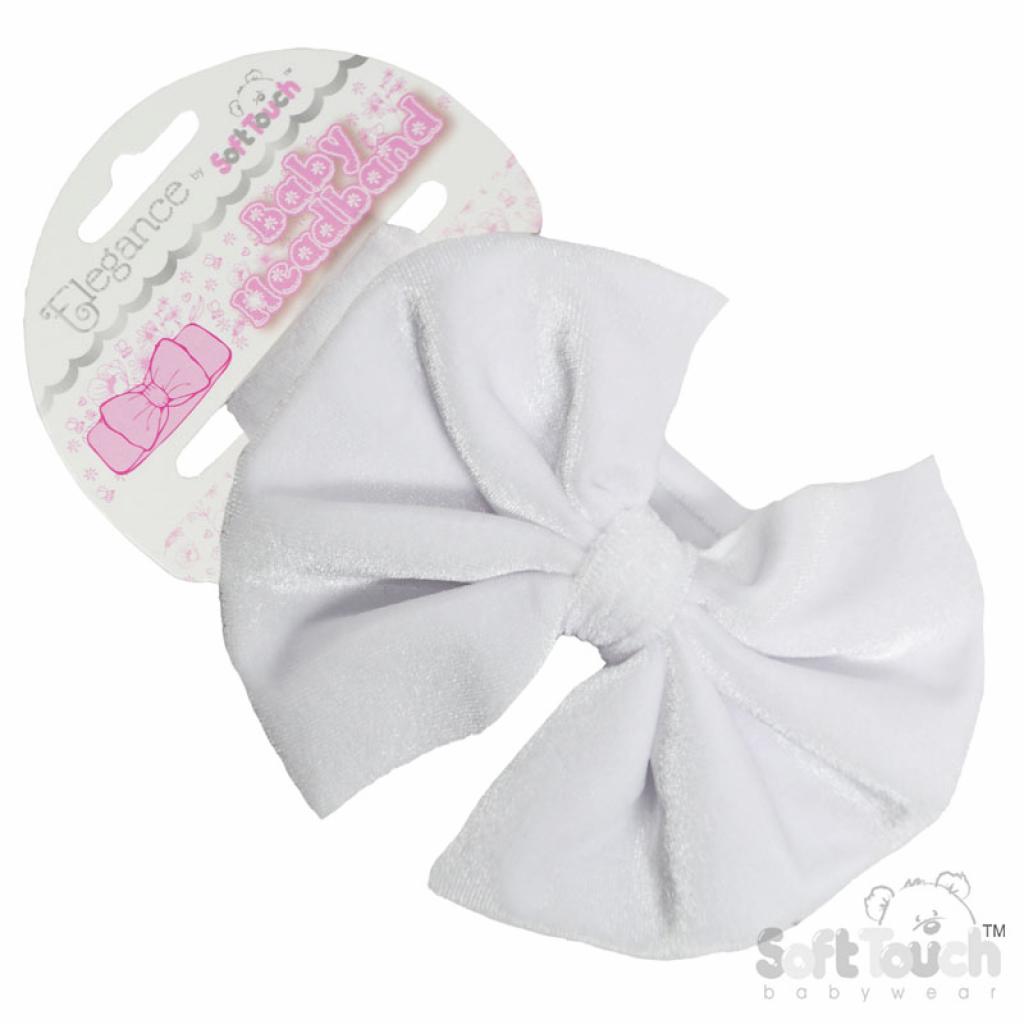 Baby Girls White Velvet Big Bow Headband