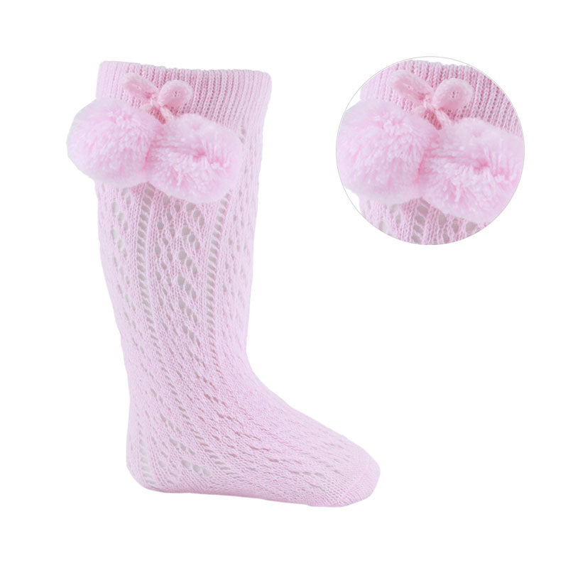 Pink Pelerine Pom Pom Socks