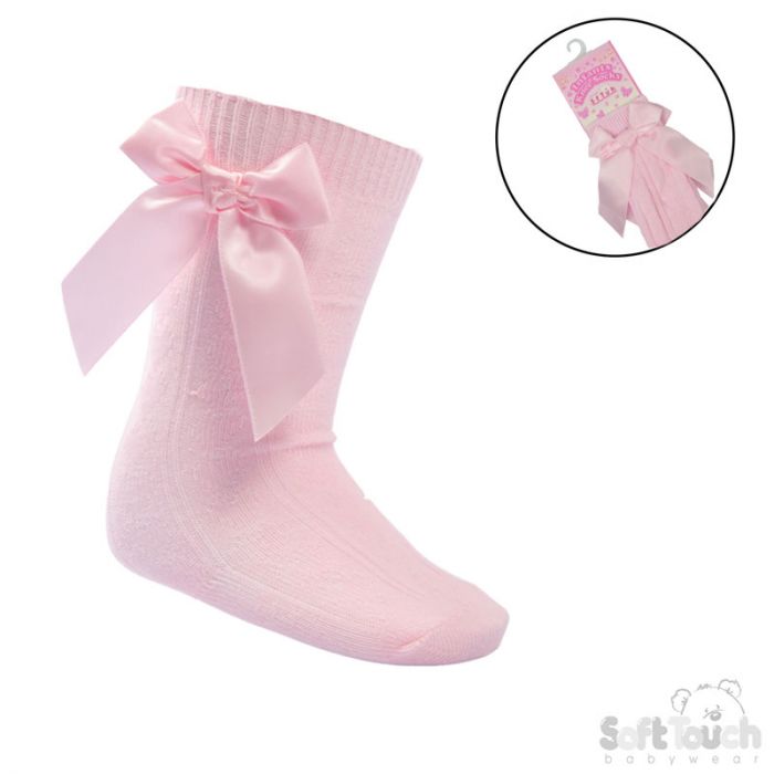 Pink Knee High Bow Socks